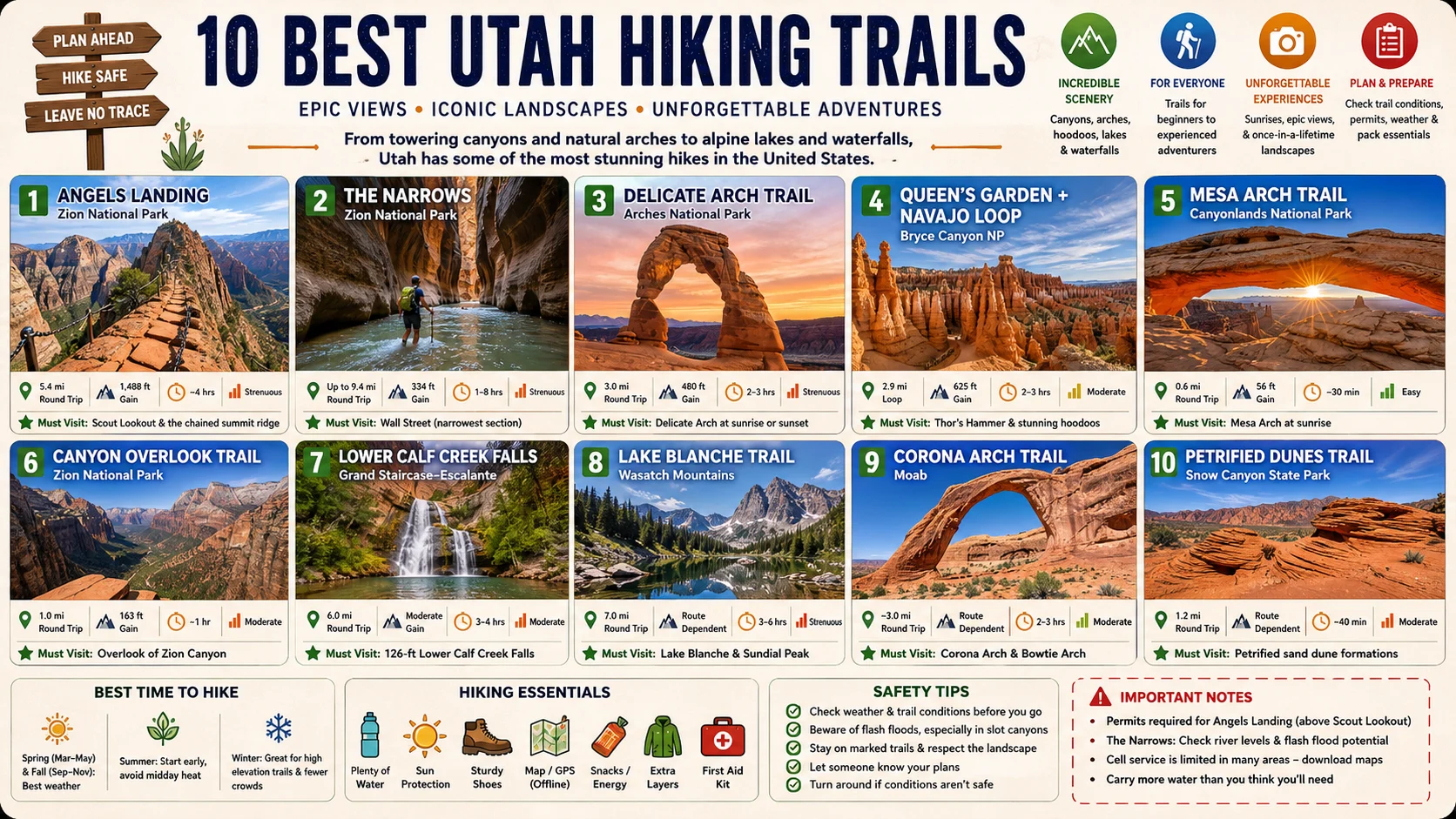 best utah hiking trails